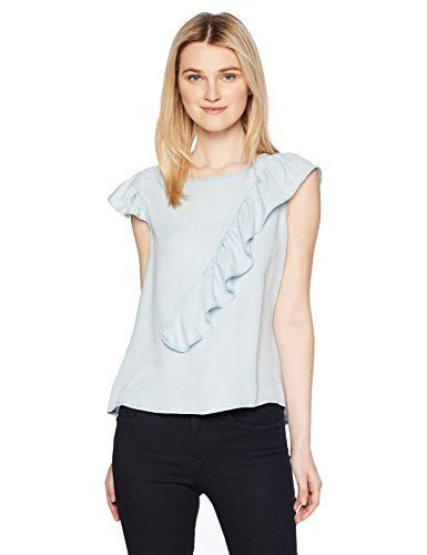 Jack by BB Dakota Junior s Aspen Ruffle Top Light wash Chambray Small