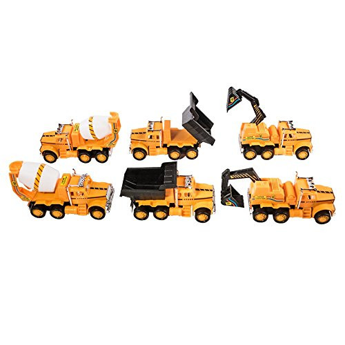 TukTek Kids First Road Builder Friction Powered 6 Piece Toy Construction Site Truck Playset w/ Dump Trucks