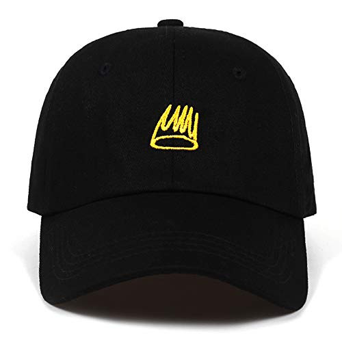 Crown Hat Embroidered Dad Hat Baseball Cap Adjustable Cotton Structure Hat for Men Women Black Grown