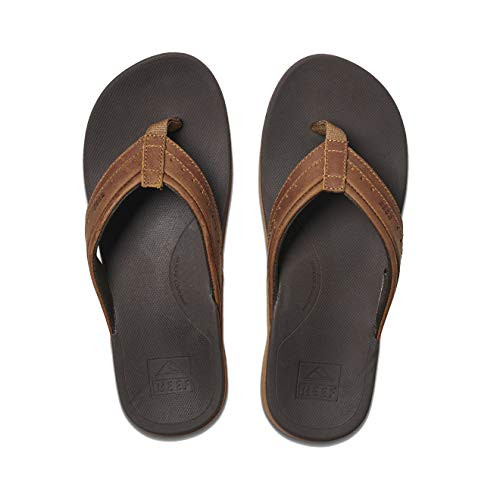 Reef Men s Sandals Leather OrthoSpring  Arch Support Flip Flops for Men BROWN 9 M US