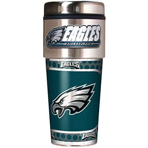 NFL Philadelphia Eagles Metallic Travel Tumbler, Stainless Steel and Black Vinyl, 16-Ounce NFL Philadelphia Eagles Metallic Travel Tumbler, Stainless Steel and Black Vinyl, 16-Ounce