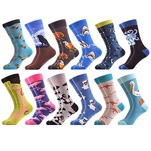 WeciBor Men s Cool Animal Pattern Combed Cotton Crew Socks