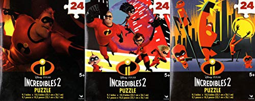 Disney Pixar Incredibles 2-24 Pieces Jigsaw Puzzle - Pack of 3 Puzzle