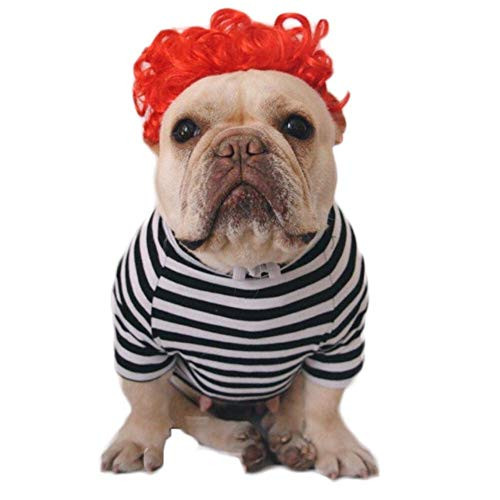 WeeH Wigs for Dogs Cats Costume Accessories Cosplay Pet Hair Funny Halloween Costumes for Large Medium Small Pets Red Wig red