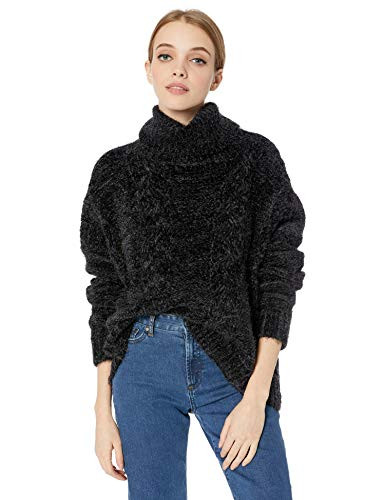 Jack by BB Dakota Junior s Eyelash Kisses Chenille Cable Knit Sweater Black Extra Small