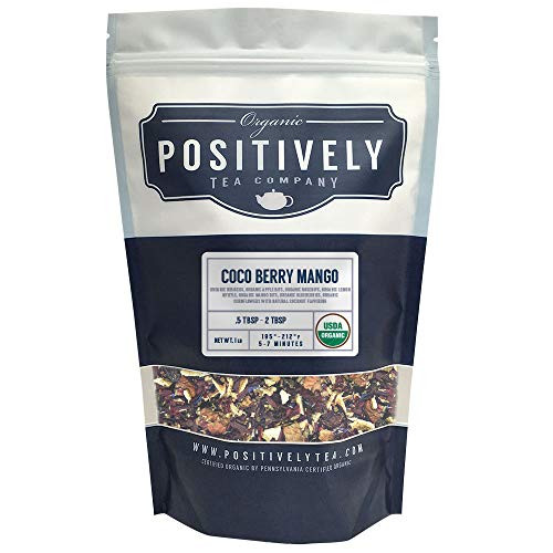 Positively Tea Company Organic Coco Berry Mango Herbal Tea Loose Leaf 1 Pound Bag