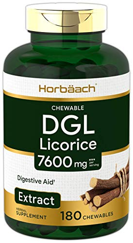 DGL Licorice Chewable Tablets  7600 mg  180 Count  Vegetarian NonGMO Gluten Free  Deglycyrrhizinated Licorice Root Extract  by Horbaach