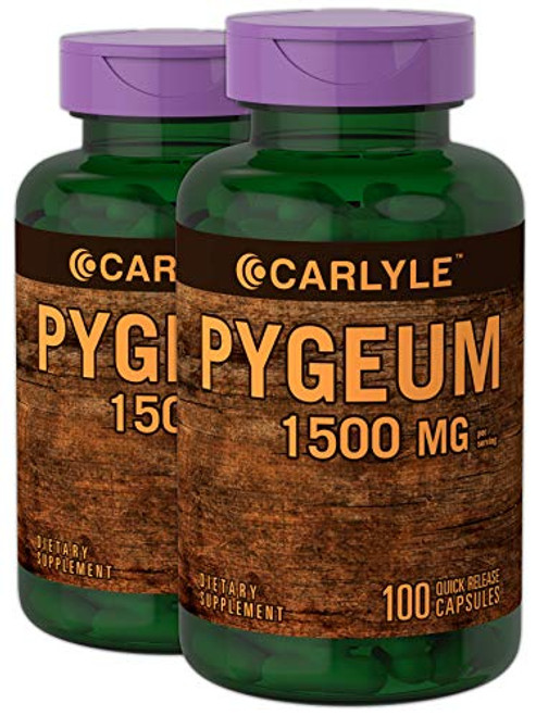 Pygeum Africanum Bark 1500 mg 2 x 100 Capsules Twin Pack High Potency Extract Supports Prostate Health NonGMO Gluten Free Supplement by Carlyle Pygeum Africanum Bark 1500 mg 2 x 100 Capsules Twin Pack High Potency Extract Supports Prostate Health NonGMO Gluten Free Supplement by Carlyle