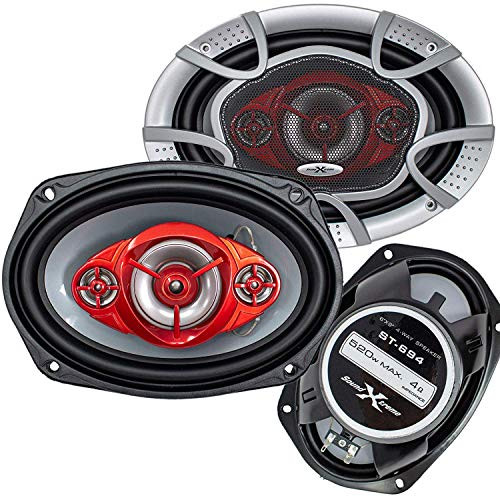 Pair of SoundXtreme 6x9 520 Watt 4Way Red Car Audio Stereo Coaxial Speakers  ST694 2 Speakers