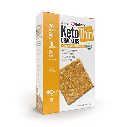 Julian Bakery Keto Thin Crackers  Organic Cheddar  USDA Organic  GlutenFree  GrainFree  GMO Free  Low Carb  1 Pack