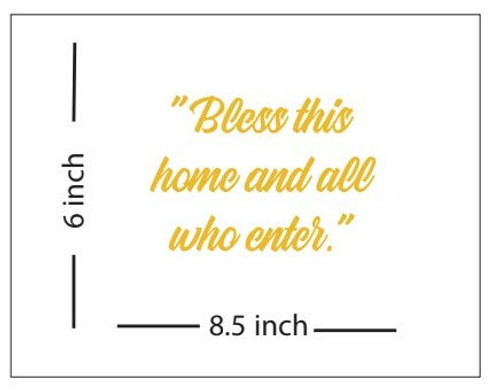 Bless This Home and All who Enter   Wall Decals Religious Quotes Family Scripture Home Decor Bible Christian Vinyl Wall Art Wall Decal Inspirational Wall Art Home Decor  Gold 8 5  W x 6  H