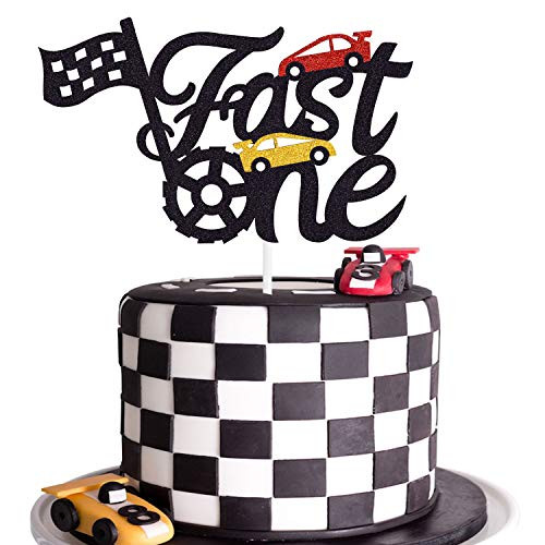 Fast One Cake Topper Race Car Theme 1st Birthday Cake Decoration Chequered Flag Themed Party Supplies DecorationsDoubledSided Fast One Cake Topper Race Car Theme 1st Birthday Cake Decoration Chequered Flag Themed Party Supplies DecorationsDoubledSided