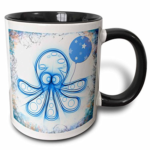 3dRose Dare To Dream Pink Elephant And Cupcake Art Two Tone Mug 11 oz Black/Blue