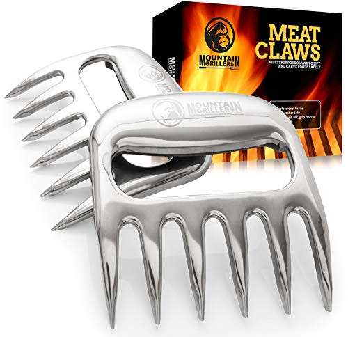 Mountain Grillers Bear Claws Meat Shredder for BBQ - Perfectly Shredded Meat, These are The Meat Claws You Need - Best Pulled Pork Shredder Claw x 2 for Barbecue, Smoker, Grill (Stainless Steel)