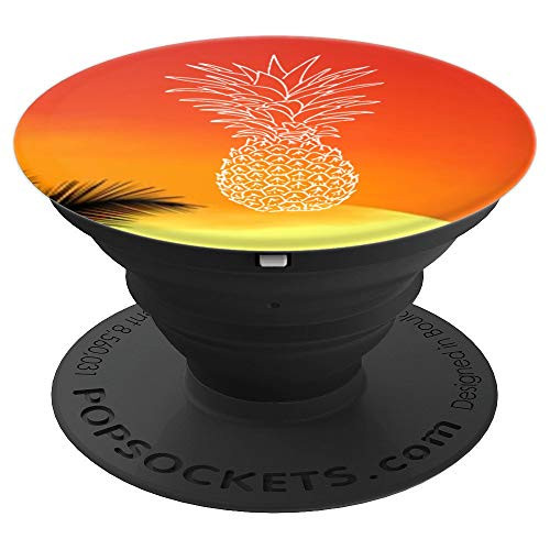White Pineapple Outline Beautiful Phone Grip Ombre Sunset PopSockets Grip and Stand for Phones and Tablets