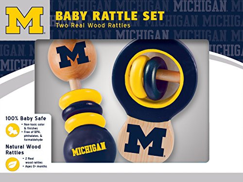 MasterPieces NCAA Michigan Wolverines Baby Rattle, 2-Pack