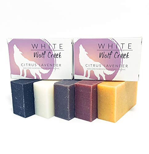White Wolf Creek All Natural Handmade Organic Soap Bar Cold Pressed All Natural Scented Bar Soap for Hands Face and Body Set of Two Bars     Citrus Lavender Scent