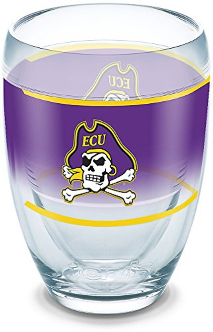 Tervis 1292128 East Carolina Pirates Original Insulated Tumbler with Wrap 9oz Stemless Wine Glass Clear