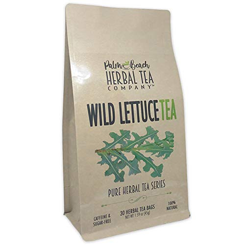Wild Lettuce Leaf Tea  Pure Herbal Tea Series by Palm Beach Herbal Tea Company 30 Tea Bags 100 Natural Packaging May Vary