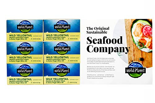 Wild Planet Wild Yellowtail Fillets in Organic Extra Virgin Olive Oil Skinless  Boneless 4 4 Ounce 6 Pack