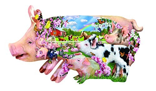 Sunsout 2019 Pig Farm by Artist Lori Schory 800 Piece Collage Shaped Puzzle