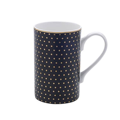 Mikasa Bone China Coffee Mug 16Ounce Dots Black/Gold