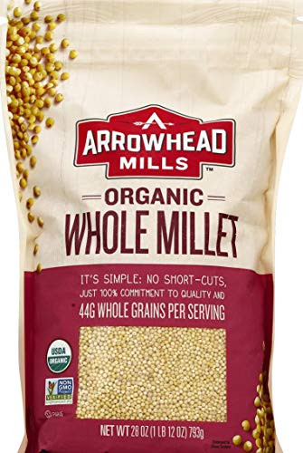 Arrowhead Mills Organic Whole Millet Gluten Free 28 Ounce Bag Pack of 6