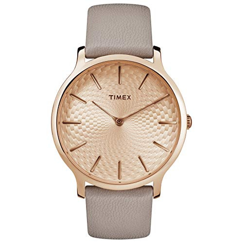Timex Women s TW2R49500 Metropolitan 40mm Gray/Rose GoldTone Leather Strap Watch