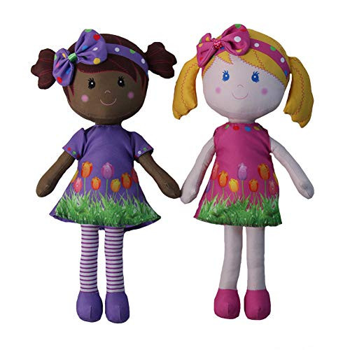 Snuggle Stuffs Best Friends Diversity Dolls, Set of 2 (Pink & Purple Tulips)