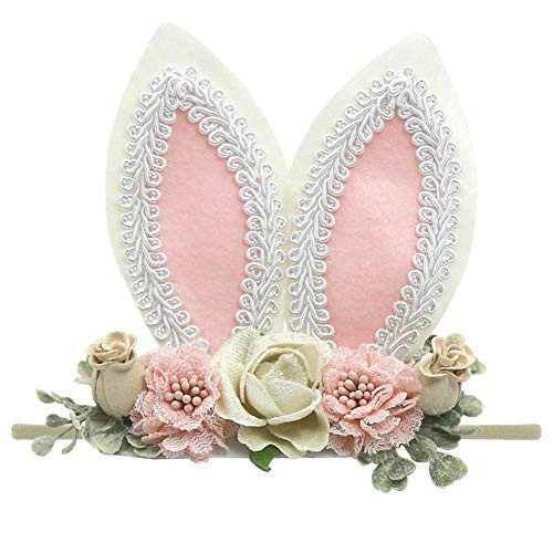 Bunny Headband Bunny Rose Ears Easter Headbands Baby Girls Flower Crown Spring Bunny Headbands C