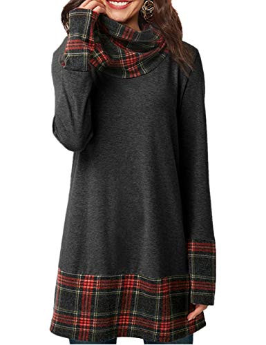Women Autumn Winter Long Sleeve Plaid Patchwork Plus Size Tops Blouse TShirts