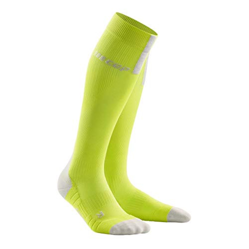 Women s Compression Run Socks  CEP Tall Socks 3 0 Lime/Light Grey III