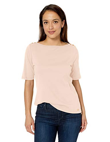 Calvin Klein Women s Plus Size Half Sleeve Top with Boat Neck Blush 0X