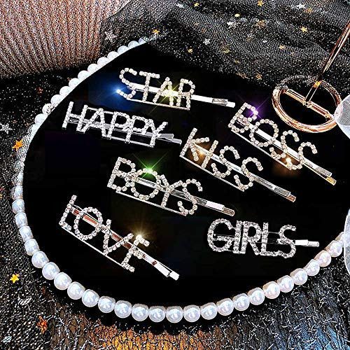 Rhinestone Letter Bobby Pin Word Crystal Hair pin Metal Hair Clips Sparkly Hair Accessories for Women Girls?7 pieces ? Rhinestone Letter Bobby Pin Word Crystal Hair pin Metal Hair Clips Sparkly Hair Accessories for Women Girls?7 pieces ?