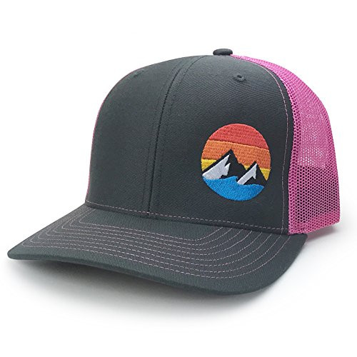 WUE Explore The Outdoors Trucker Hat  Charcoal/Neon Pink