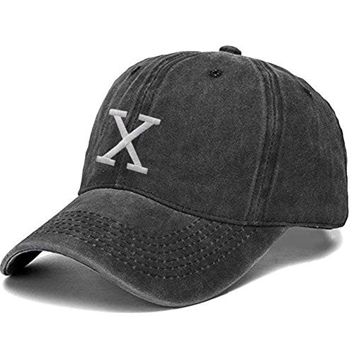 X Baseball Cap Embroidered Dad Hat Adjustable Snapback Caps Cotton Hat for Men Women Washed Cotton Black