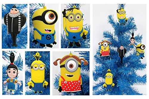 Despicable Me MINIONS Holiday Christmas Ornament Set - Unique Shatterproof Plastic Design