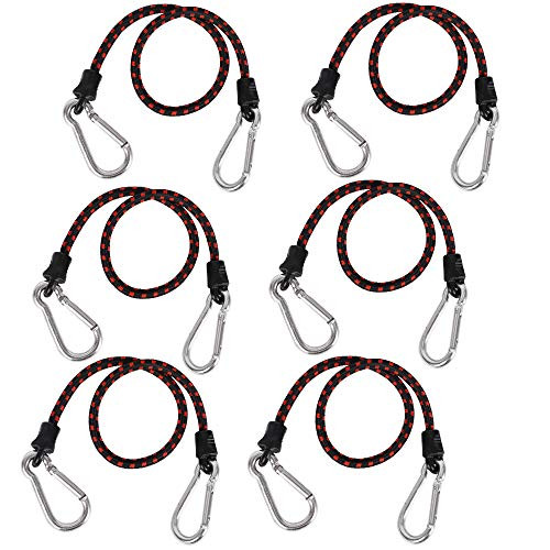 XSTRAP 6PK Bungee Cords with Carabiners 24 inch