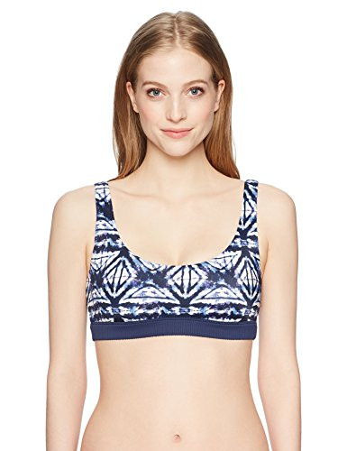 Roxy Junior s Fitness Sporty Swimsuit Top Dress Blues Geometric Feeling XS