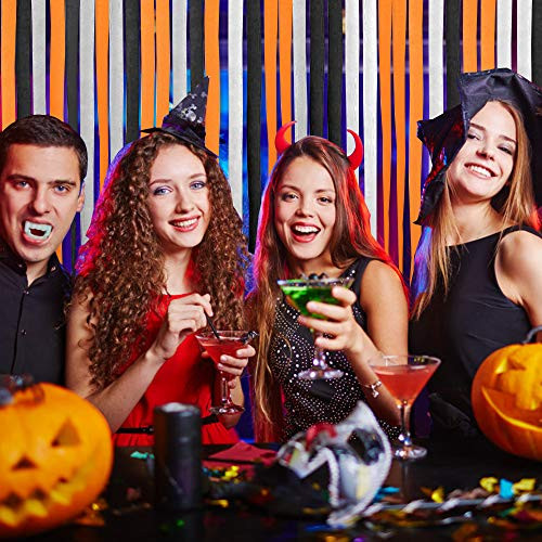 Yamissi 12 Pack Hollaween Crepe Paper Streamers Party Streamers Backdrop Black Orange White Crepe Paper Rolls for Halloween Party Decorations Photo Booth Backdrop