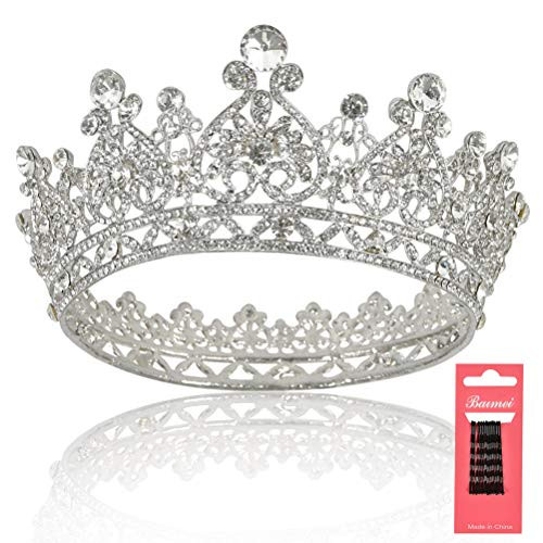 New in 2020 Crown Crystal Tiara Full Round Crystal Queen Crown Rhinestone Bridal Tiara Wedding Crown for Bride Rhinestone Princess Tiara