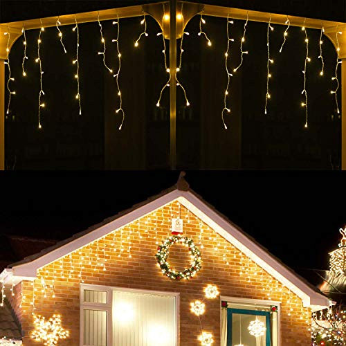 YASENN Icicle Lights100LED 9 9FT String Light8 Lighting Modes6 Hours Timer Fairy Lights Icicle Lights for Garden BedroomClear Cable Warm White LED YASENN Icicle Lights100LED 9 9FT String Light8 Lighting Modes6 Hours Timer Fairy Lights Icicle Lights for Garden BedroomClear Cable Warm White LED