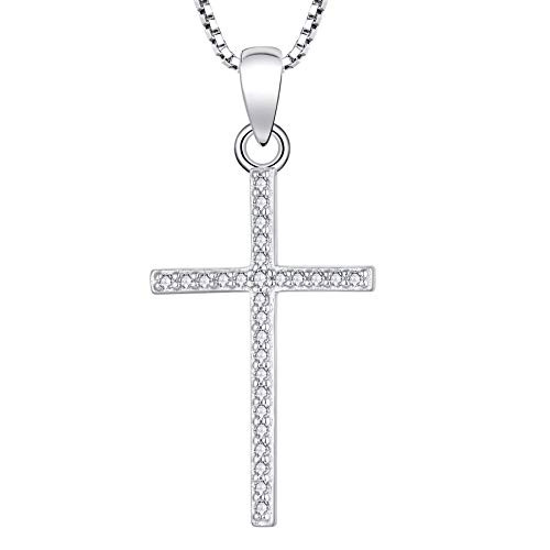 YL Cross Necklace 925 Sterling Silver Halo Pendant Cubic Zirconia Religious Jewelry Christian Baptism Gifts YL Cross Necklace 925 Sterling Silver Halo Pendant Cubic Zirconia Religious Jewelry Christian Baptism Gifts