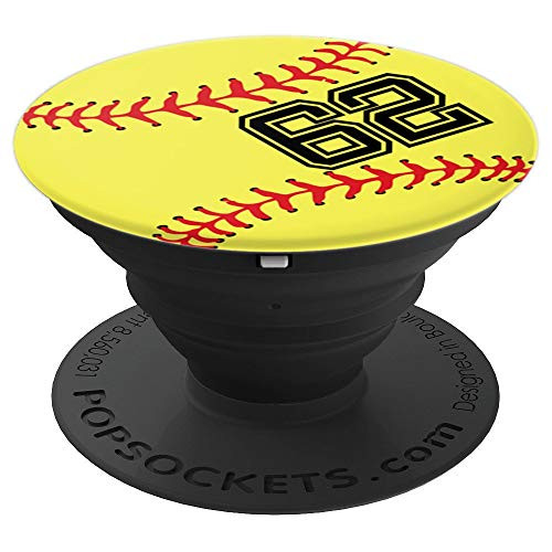 Softball Player 62 Jersey No 62 gadget Ball Sport Gift PopSockets Grip and Stand for Phones and Tablets