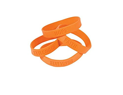 25 ORANGE SILICONE AWARENESS BRACELETS  KIDNEY LEUKEMIA MULTIPLE SCLEROSIS