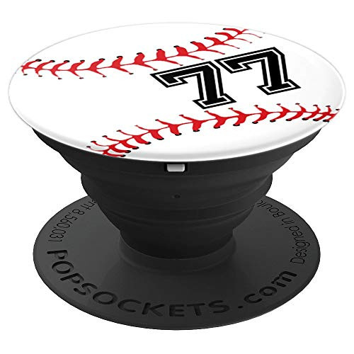 Baseball Player 77 Back No 77 Baseball Pit Gadget Gift PopSockets Grip and Stand for Phones and Tablets