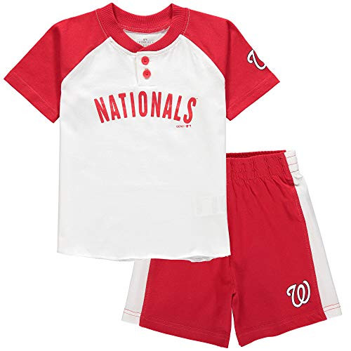 Outerstuff MLB Infants Toddler Good Hit Short Sleeve Henley  Shorts Set 24 Months Washington Nationals
