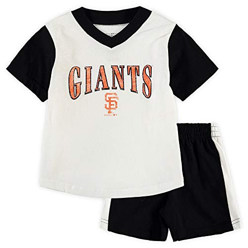 Outerstuff MLB Infants Toddler Little Hitter Short Sleeve VNeck Shirt  Shorts Set 12 Months San Francisco Giants