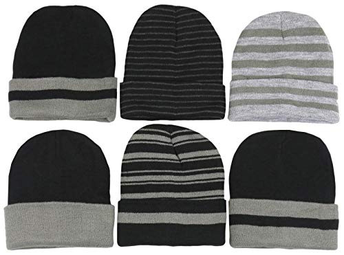 ToBeInStyle Men s Pack of 6 Soft Stretchy Beanies  Striped