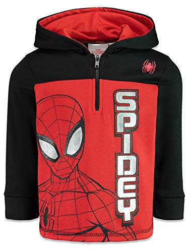 Marvel Spiderman Toddler Boys Fleece HalfZip Pullover Hoodie Red/Black 4T